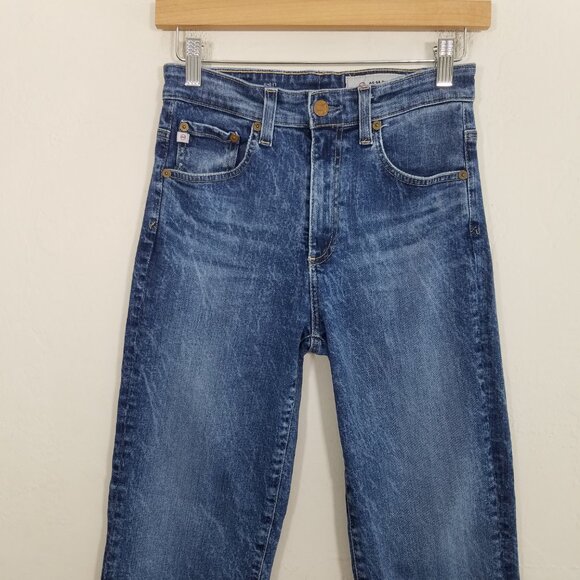Ag Adriano Goldschmied High Waisted Straight Stretch Jeans Blue Size 26 - Picture 2 of 8